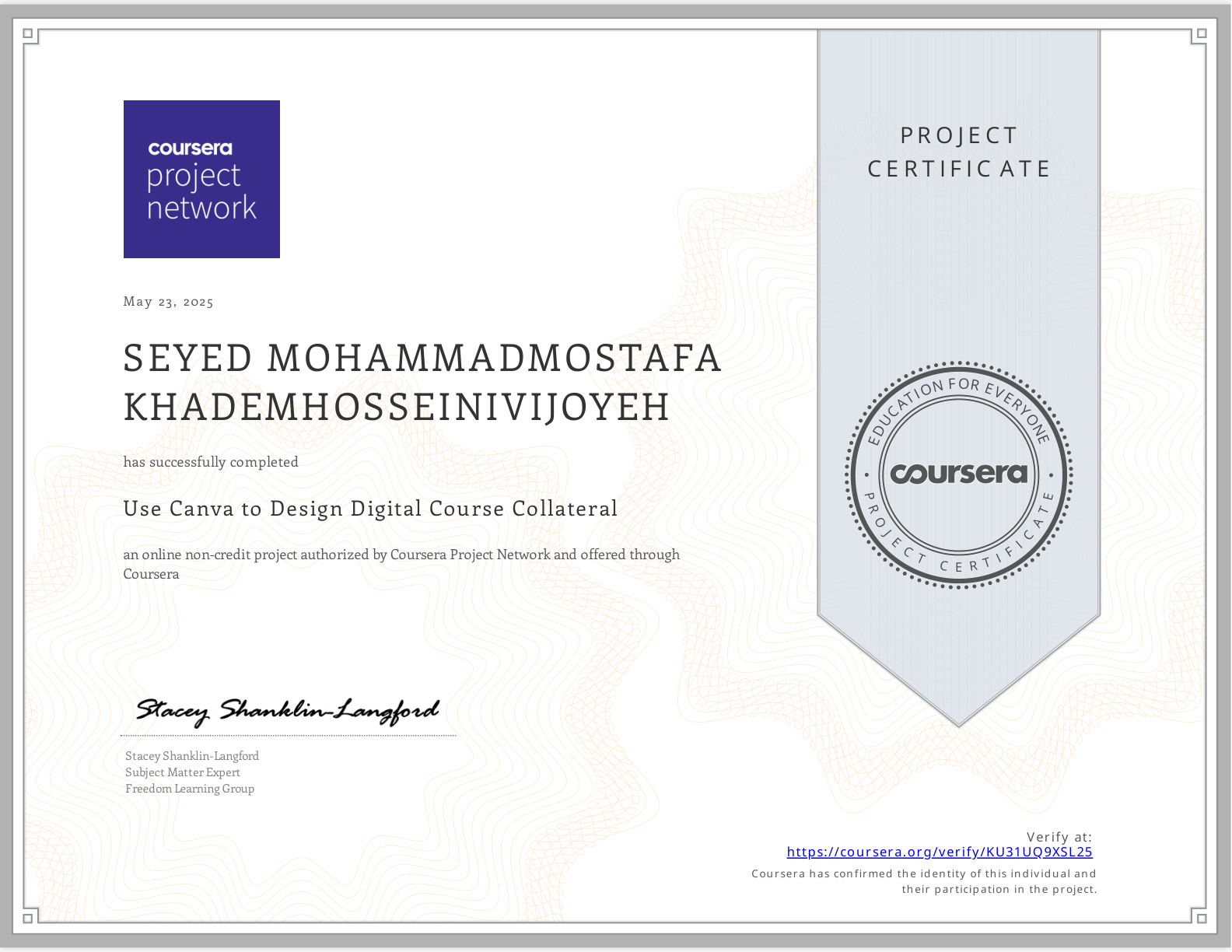 Canva Certificate Preview