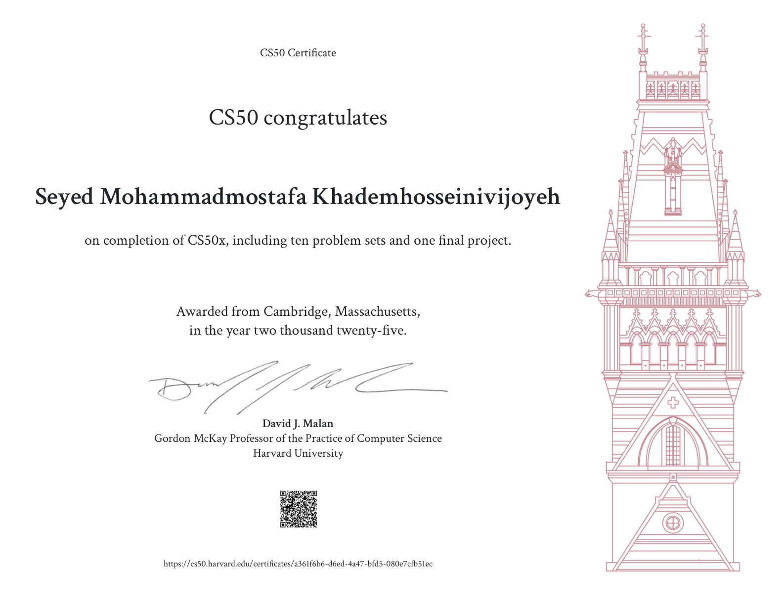 CS50x Certificate Preview